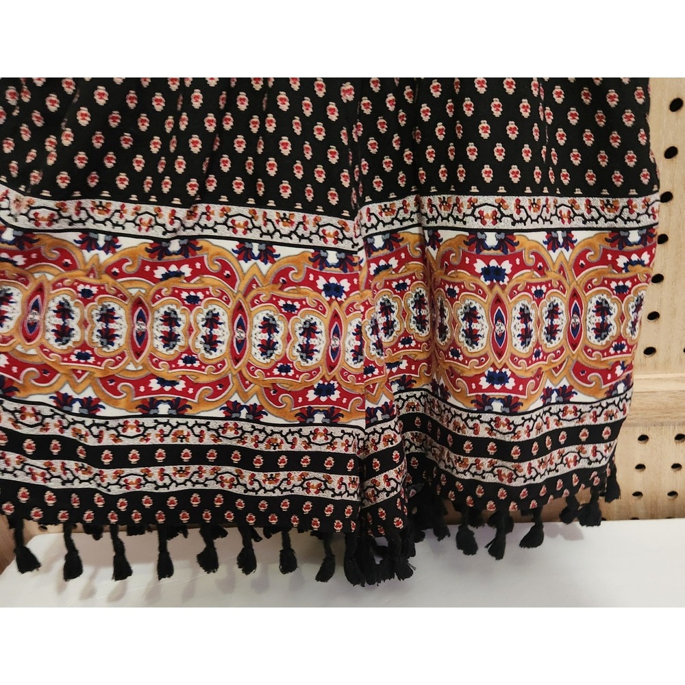 Womens Halter Romper Black Red Paisley Print Tassel Bottom Boho Festival - Picture 5 of 12